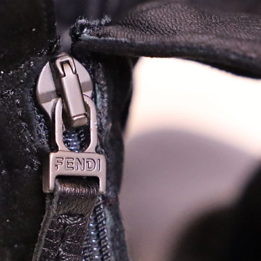 Fendi Suede/Leather Smocked Triangle Heel Boots - Picture 6 of 8